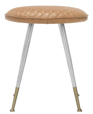 Safavieh Brinley Stool 30"H Modern Mid Century Mustard Silver Metal Powder Coating Foam Steel PU Polyester Cotton FOX1704A 889048201033