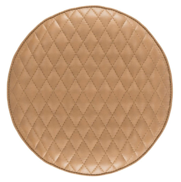 Safavieh Brinley Stool 30"H Modern Mid Century Mustard Silver Metal Powder Coating Foam Steel PU Polyester Cotton FOX1704A 889048201033