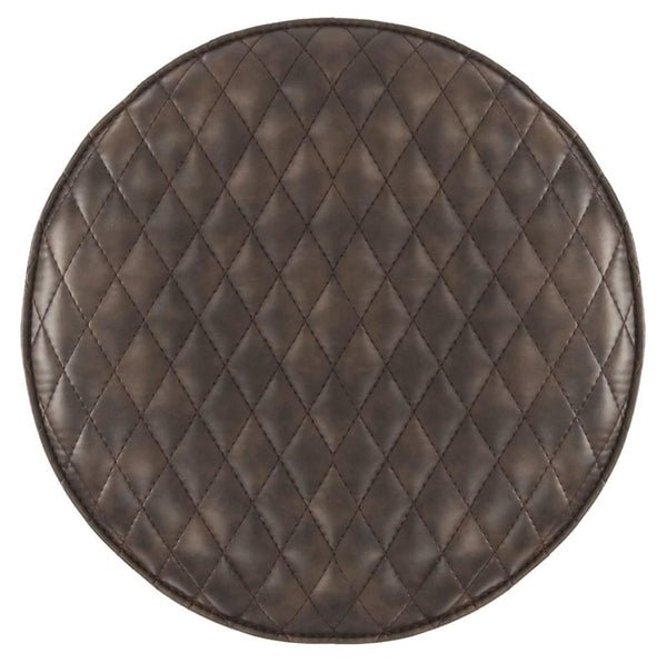 Safavieh Brinley Stool 30"H Modern Mid Century Dark Brown Silver Metal Powder Coating Foam Steel PU Polyester Cotton FOX1704B 889048201040