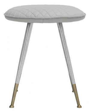Safavieh Brinley Stool 30"H Modern Mid Century Light Grey Silver Metal Powder Coating Foam Steel PU Polyester Cotton FOX1704C 889048201057