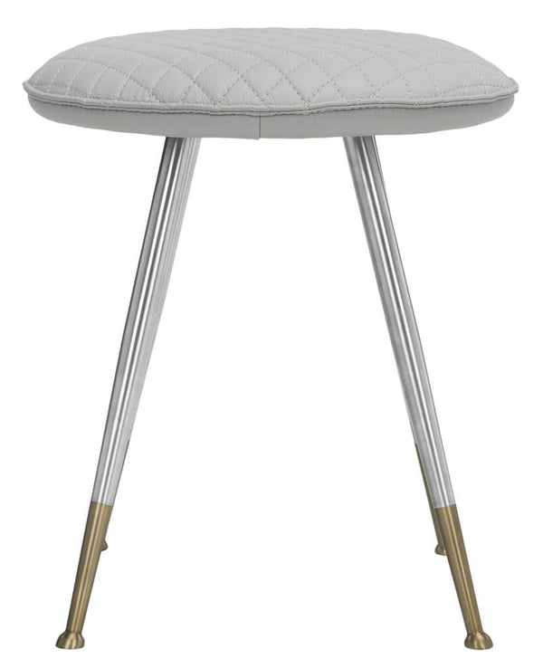 Safavieh Brinley Stool 30"H Modern Mid Century Light Grey Silver Metal Powder Coating Foam Steel PU Polyester Cotton FOX1704C 889048201057