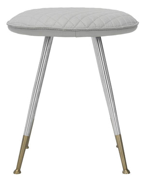 Safavieh Brinley Stool 30"H Modern Mid Century Light Grey Silver Metal Powder Coating Foam Steel PU Polyester Cotton FOX1704C 889048201057