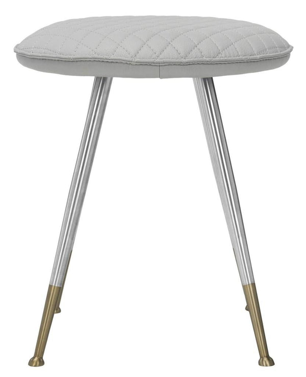 Safavieh Brinley Stool 30"H Modern Mid Century Light Grey Silver Metal Powder Coating Foam Steel PU Polyester Cotton FOX1704C 889048201057