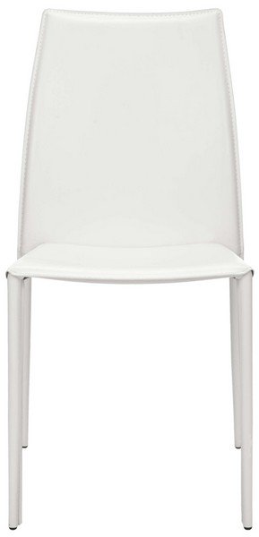 Safavieh - Set of 2 - Korbin Side Chair 19"H Stacking White Metal Iron Bonded Leather FOX2000A-SET2 683726985907