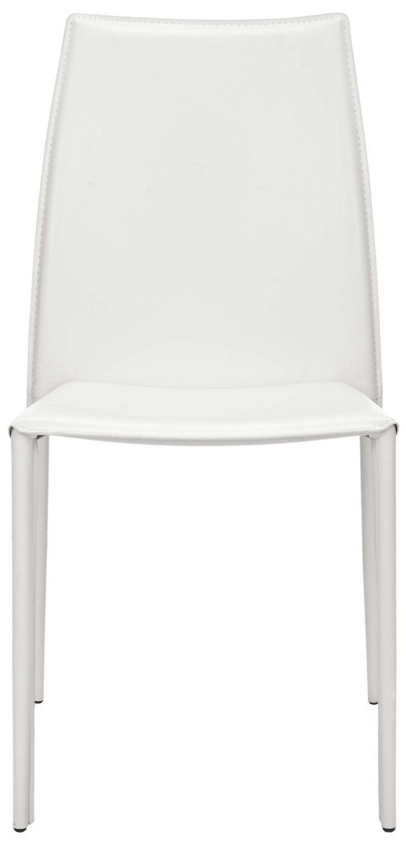 Safavieh - Set of 2 - Korbin Side Chair 19"H Stacking White Metal Iron Bonded Leather FOX2000A-SET2 683726985907