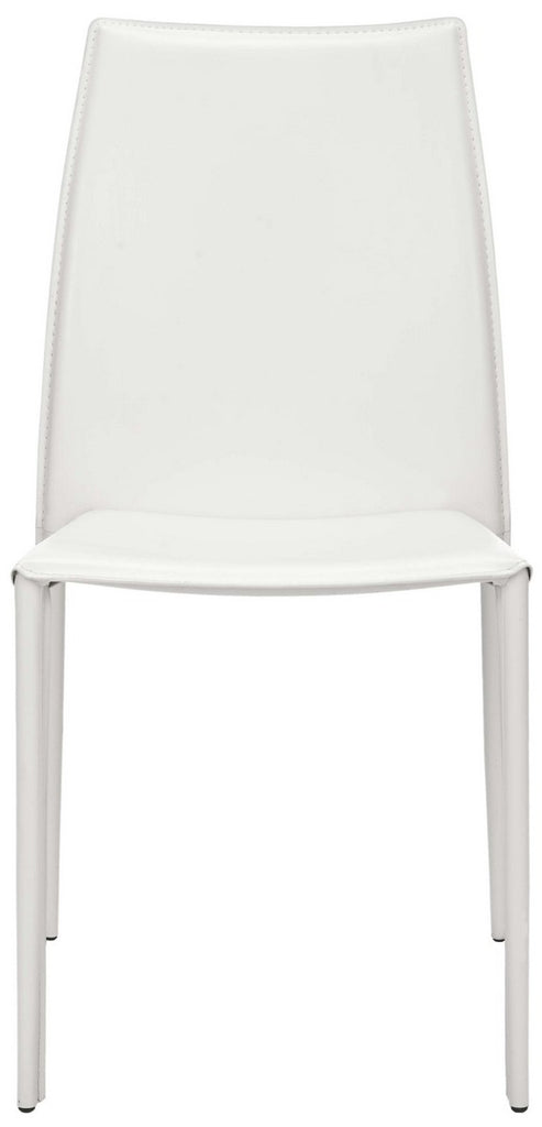 Safavieh - Set of 2 - Korbin Side Chair 19"H Stacking White Metal Iron Bonded Leather FOX2000A-SET2 683726985907