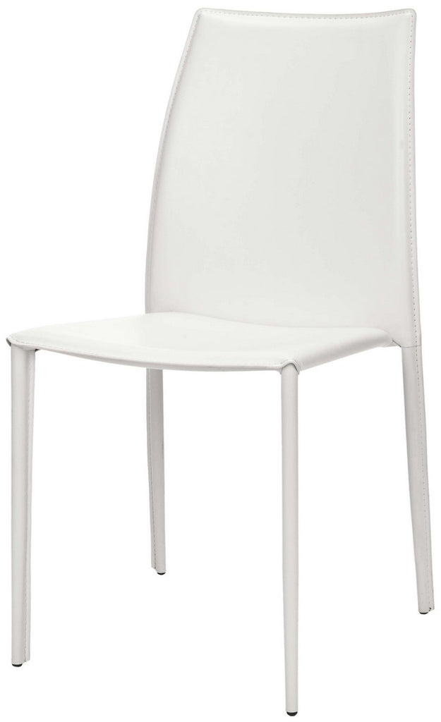 Safavieh - Set of 2 - Korbin Side Chair 19"H Stacking White Metal Iron Bonded Leather FOX2000A-SET2 683726985907