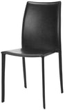 Safavieh - Set of 2 - Korbin Side Chair 19"H Stacking Black Metal Iron Bonded Leather FOX2000B-SET2 683726985914
