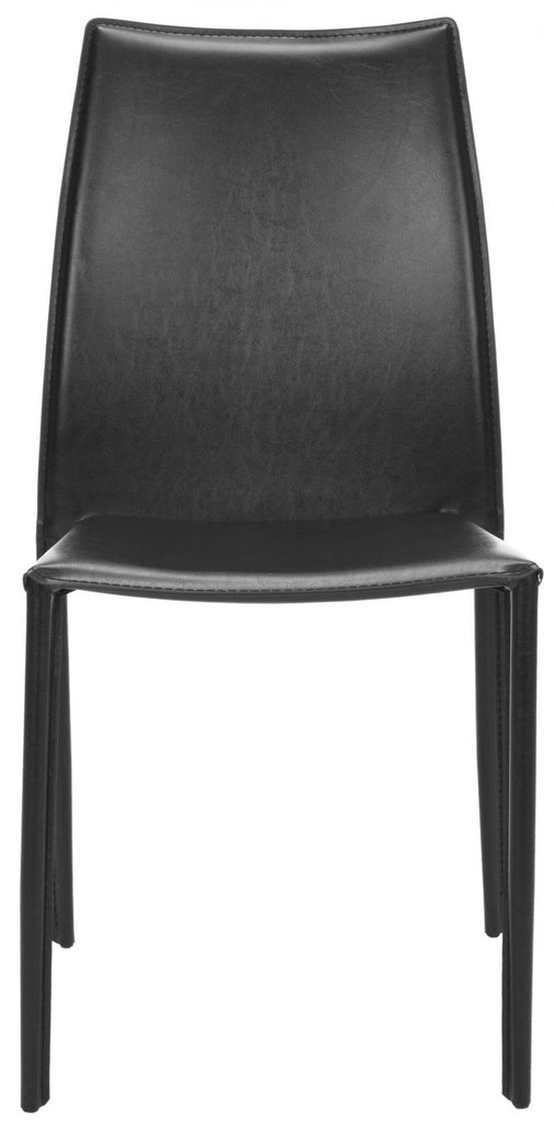 Safavieh - Set of 2 - Korbin Side Chair 19"H Stacking Black Metal Iron Bonded Leather FOX2000B-SET2 683726985914
