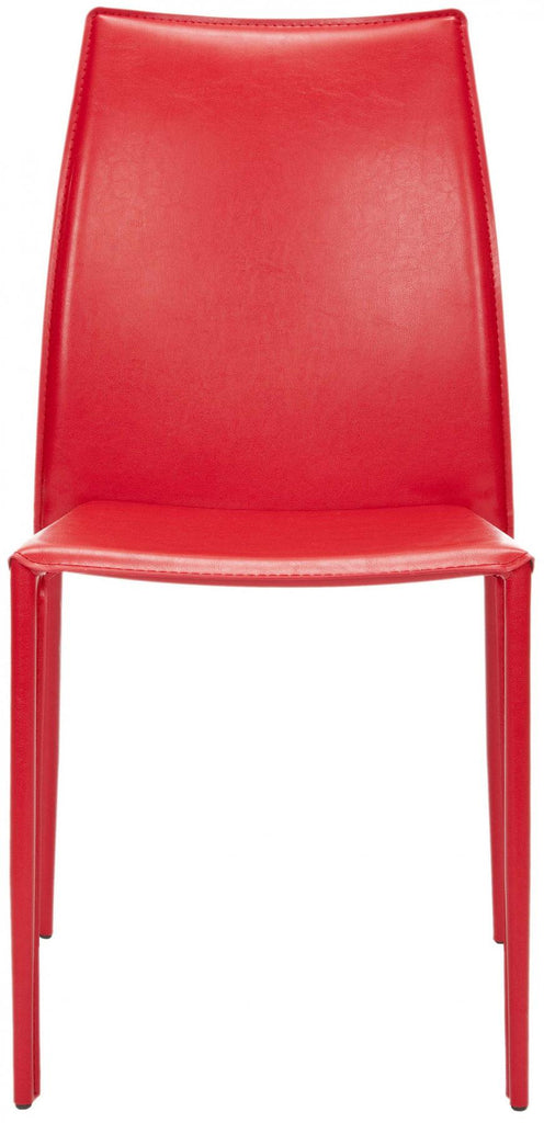 Safavieh - Set of 2 - Korbin Side Chair 19"H Stacking Red Metal Iron Bonded Leather FOX2000C-SET2 683726985921