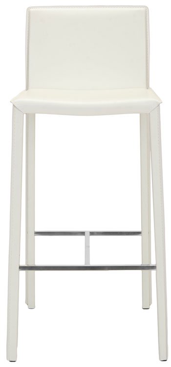 Safavieh - Set of 2 - Jason Bar Stool 30"H White Chrome Metal Iron Bonded Leather FOX2002A-SET2 683726533696