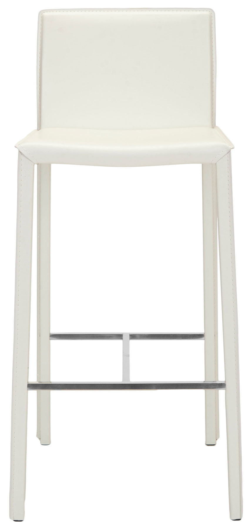 Safavieh - Set of 2 - Jason Bar Stool 30"H White Chrome Metal Iron Bonded Leather FOX2002A-SET2 683726533696