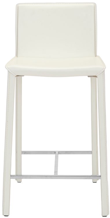 Safavieh - Set of 2 - Jason Bar Stool 24"H White Chrome Metal Iron Bonded Leather FOX2003A-SET2 683726533733
