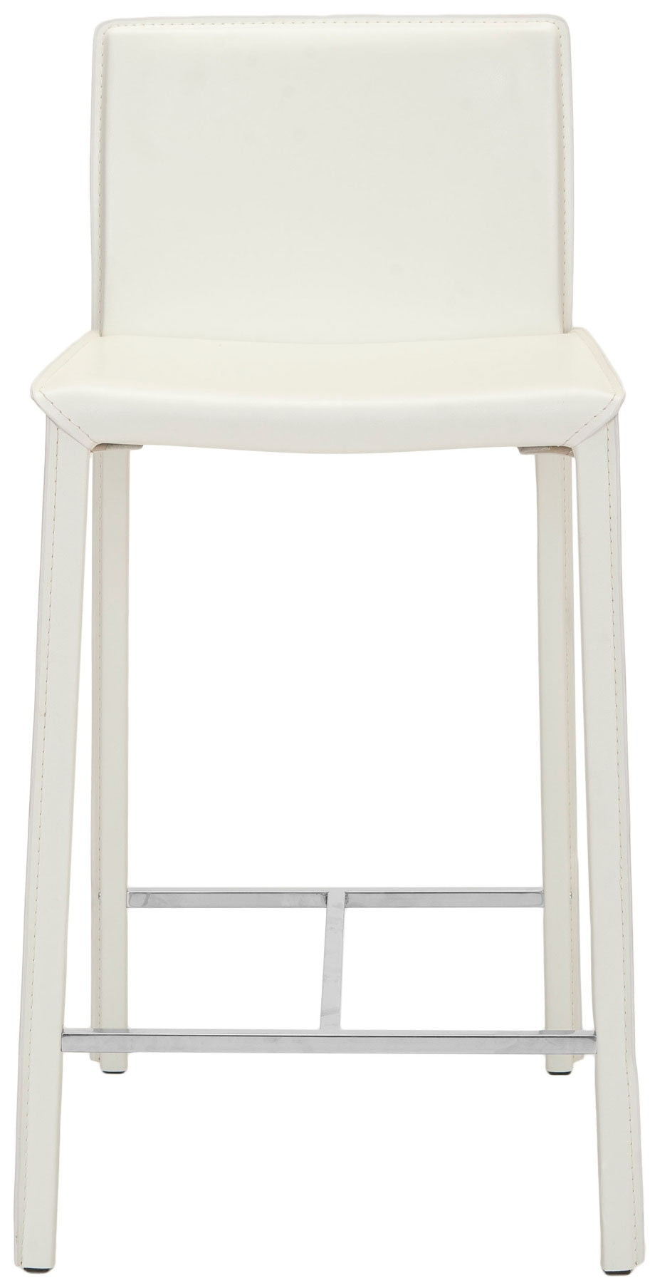 Safavieh - Set of 2 - Jason Bar Stool 24"H White Chrome Metal Iron Bonded Leather FOX2003A-SET2 683726533733