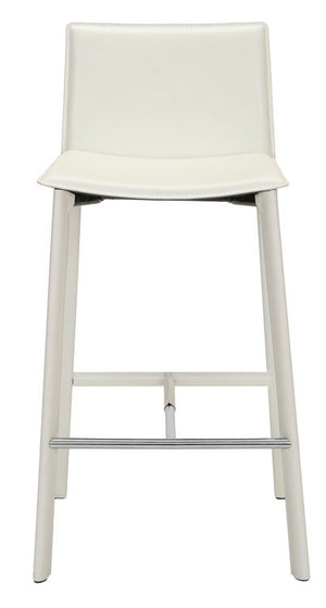 Safavieh - Set of 2 - Janet Bar Stool 28.5" H White Chrome Metal Iron Bonded Leather FOX2004A-SET2 683726533788