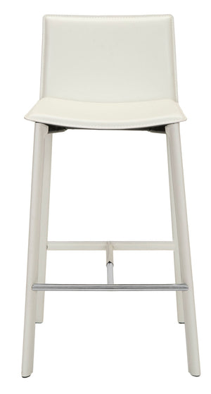 Safavieh - Set of 2 - Janet Bar Stool 28.5" H White Chrome Metal Iron Bonded Leather FOX2004A-SET2 683726533788