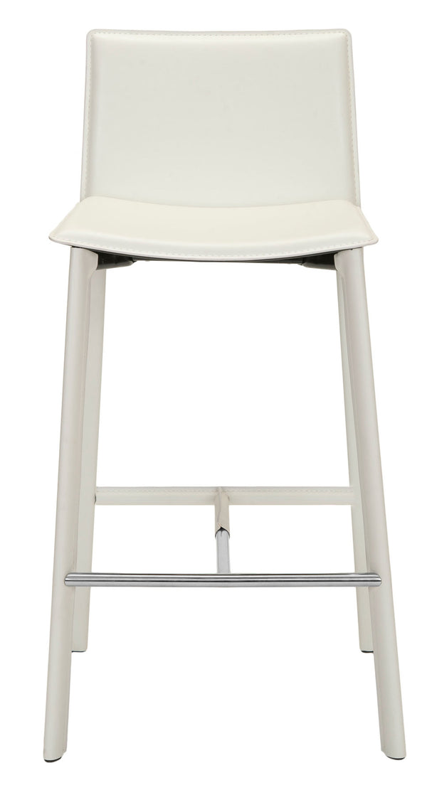Safavieh - Set of 2 - Janet Bar Stool 28.5" H White Chrome Metal Iron Bonded Leather FOX2004A-SET2 683726533788