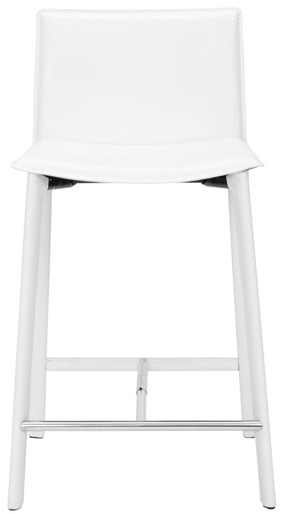 Safavieh - Set of 2 - Janet Bar Stool 24" White Chrome Metal Iron Bonded Leather FOX2005A-SET2 683726533900