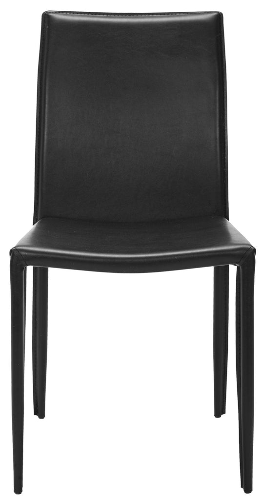 Safavieh - Set of 2 - Karna Dining Chair 19''H Black PVC Metal Plywood Iron Bonded Leather FOX2009B-SET2 683726539247