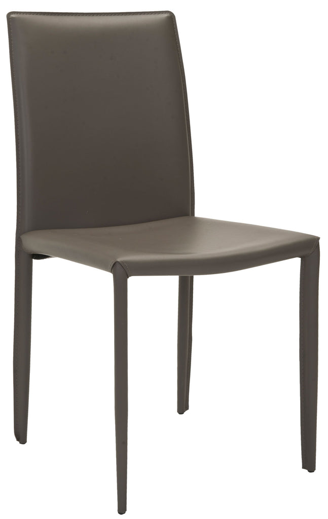 Safavieh - Set of 2 - Karna Dining Chair 19''H Grey Metal Plywood Iron Bonded Leather FOX2009D-SET2 683726539261