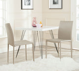 Safavieh - Set of 2 - Karna Dining Chair 19''H Light Grey Metal Plywood Iron Bonded Leather FOX2009M-SET2 683726670063