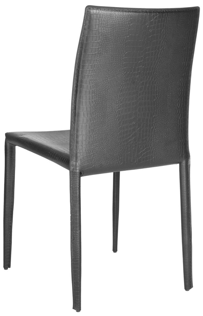 Safavieh - Set of 2 - Karna Dining Chair 19''H Black Metal Plywood Iron Bonded Leather FOX2009N-SET2 683726670094