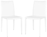 Safavieh - Set of 2 - Karna Dining Chair 19''H White Crocodile Metal Plywood Iron Bonded Leather FOX2009P-SET2 683726670117