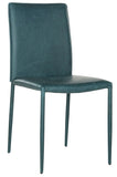 Safavieh - Set of 2 - Karna Dining Chair 19''H Antique Teal Metal Plywood Iron Bonded Leather FOX2009R-SET2 889048070318