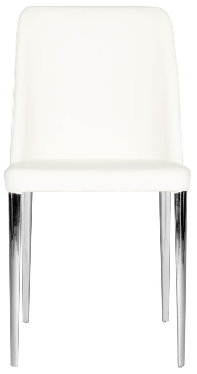 Safavieh - Set of 2 - Baltic Side Chair 18''H Leather White Metal PU Foam Stainless Steel FOX2012A-SET2 683726686385