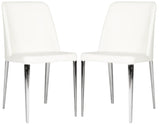 Safavieh - Set of 2 - Baltic Side Chair 18''H Leather White Metal PU Foam Stainless Steel FOX2012A-SET2 683726686385