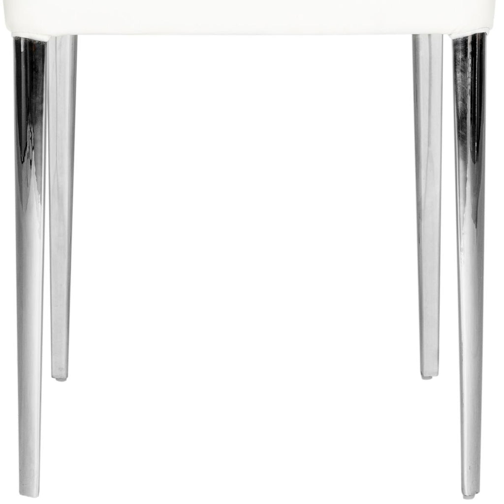 Safavieh - Set of 2 - Baltic Side Chair 18''H Leather White Metal PU Foam Stainless Steel FOX2012A-SET2 683726686385