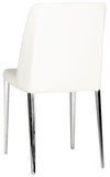 Safavieh - Set of 2 - Baltic Side Chair 18''H Leather White Metal PU Foam Stainless Steel FOX2012A-SET2 683726686385