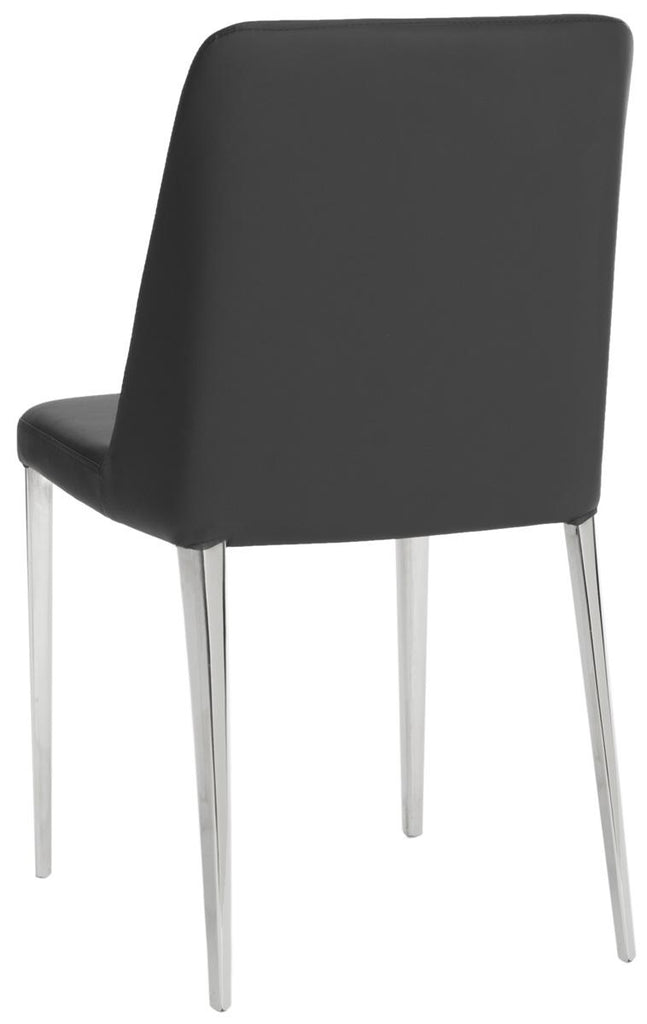 Safavieh - Set of 2 - Baltic Side Chair 18''H Leather Black Metal PU Foam Stainless Steel FOX2012B-SET2 683726686408