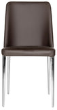 Safavieh - Set of 2 - Baltic Side Chair 18''H Leather Brown Metal PU Foam Stainless Steel FOX2012D-SET2 683726686583