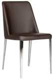 Safavieh - Set of 2 - Baltic Side Chair 18''H Leather Brown Metal PU Foam Stainless Steel FOX2012D-SET2 683726686583