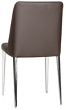 Safavieh - Set of 2 - Baltic Side Chair 18''H Leather Brown Metal PU Foam Stainless Steel FOX2012D-SET2 683726686583