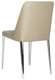 Safavieh - Set of 2 - Baltic Side Chair 18''H Leather Taupe Metal PU Foam Stainless Steel FOX2012E-SET2 683726686606