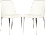 Safavieh - Set of 2 - Baltic Side Chair 18''H Linen Beige Metal PU Foam Stainless Steel FOX2012F-SET2 683726686750