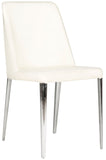 Safavieh - Set of 2 - Baltic Side Chair 18''H Linen Beige Metal PU Foam Stainless Steel FOX2012F-SET2 683726686750