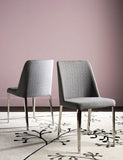 Safavieh - Set of 2 - Baltic Side Chair 18''H Linen Grey Metal PU Foam Stainless Steel FOX2012G-SET2 683726687993