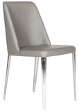 Safavieh - Set of 2 - Baltic Side Chair 18''H Leather Grey Metal PU Foam Stainless Steel FOX2012H-SET2 683726688525