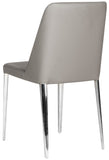 Safavieh - Set of 2 - Baltic Side Chair 18''H Leather Grey Metal PU Foam Stainless Steel FOX2012H-SET2 683726688525