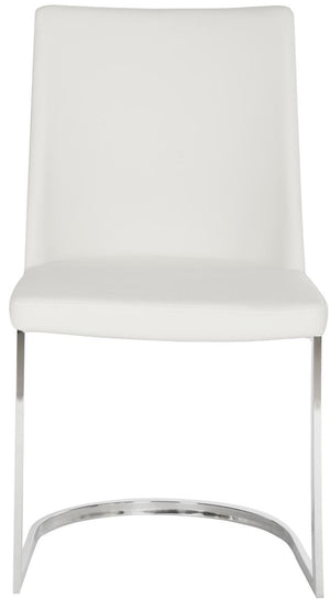 Safavieh - Set of 2 - Parkston Side Chair 18''H Leather White Chrome Metal Stainless Steel PU FOX2013A-SET2 683726692775