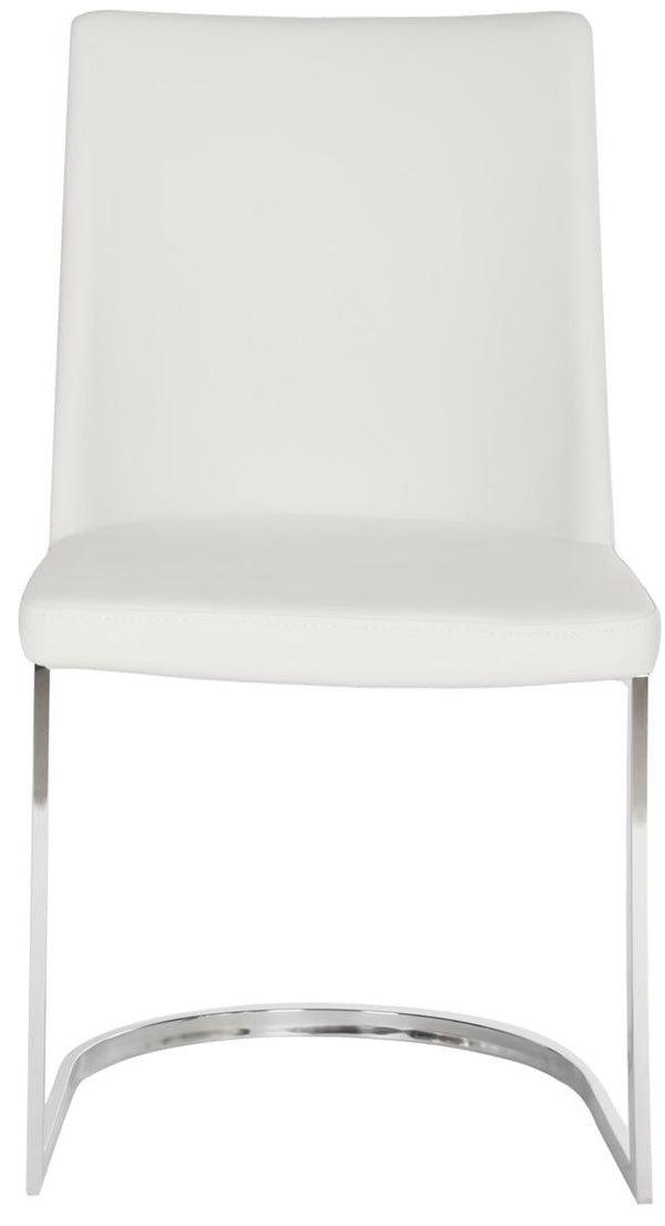 Safavieh - Set of 2 - Parkston Side Chair 18''H Leather White Chrome Metal Stainless Steel PU FOX2013A-SET2 683726692775
