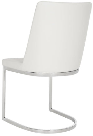 Safavieh - Set of 2 - Parkston Side Chair 18''H Leather White Chrome Metal Stainless Steel PU FOX2013A-SET2 683726692775
