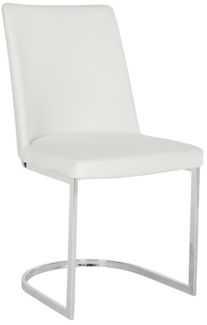 Safavieh - Set of 2 - Parkston Side Chair 18''H Leather White Chrome Metal Stainless Steel PU FOX2013A-SET2 683726692775