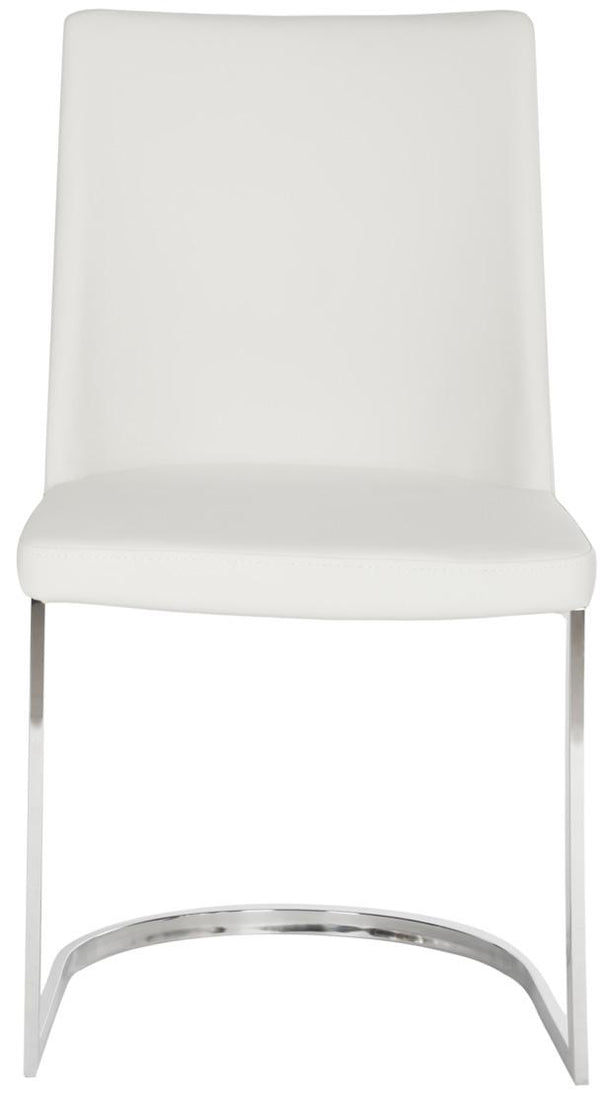 Safavieh - Set of 2 - Parkston Side Chair 18''H Leather White Chrome Metal Stainless Steel PU FOX2013A-SET2 683726692775