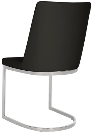 Safavieh - Set of 2 - Parkston Side Chair 18''H Leather Black Chrome Metal Stainless Steel PU FOX2013B-SET2 683726692799