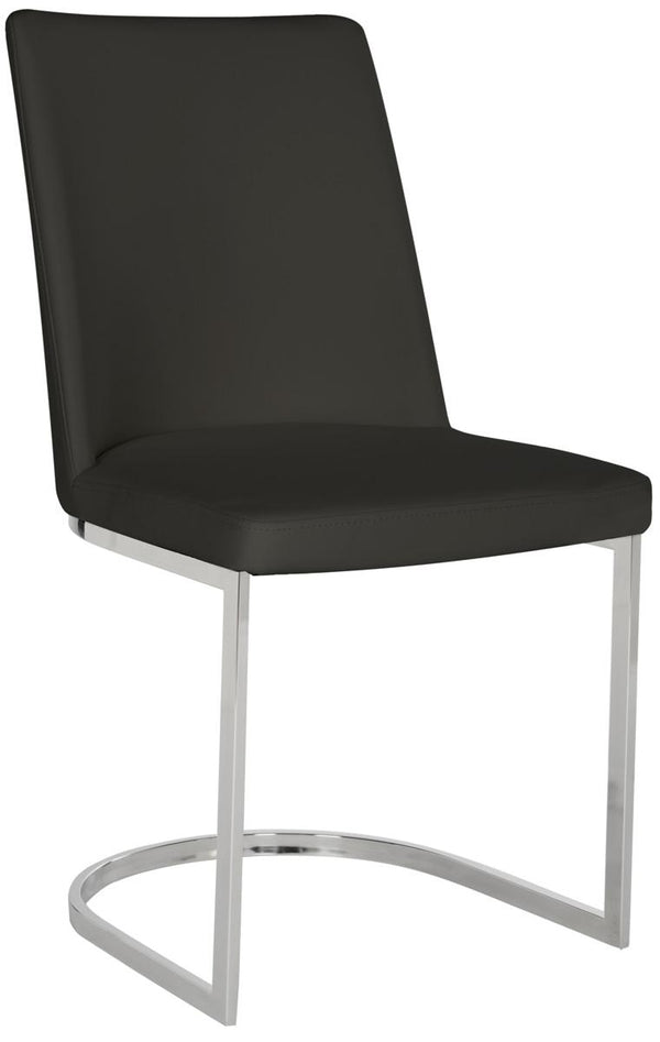 Safavieh - Set of 2 - Parkston Side Chair 18''H Leather Black Chrome Metal Stainless Steel PU FOX2013B-SET2 683726692799