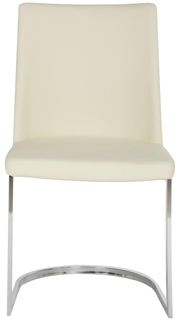 Safavieh - Set of 2 - Parkston Side Chair 18''H Leather Buttercream Chrome Metal Stainless Steel PU FOX2013C-SET2 683726692904